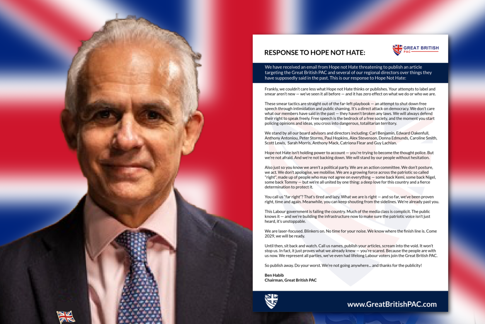 Ben Habib and the Great British PAC Refuse to Bow to Hope Not Hate