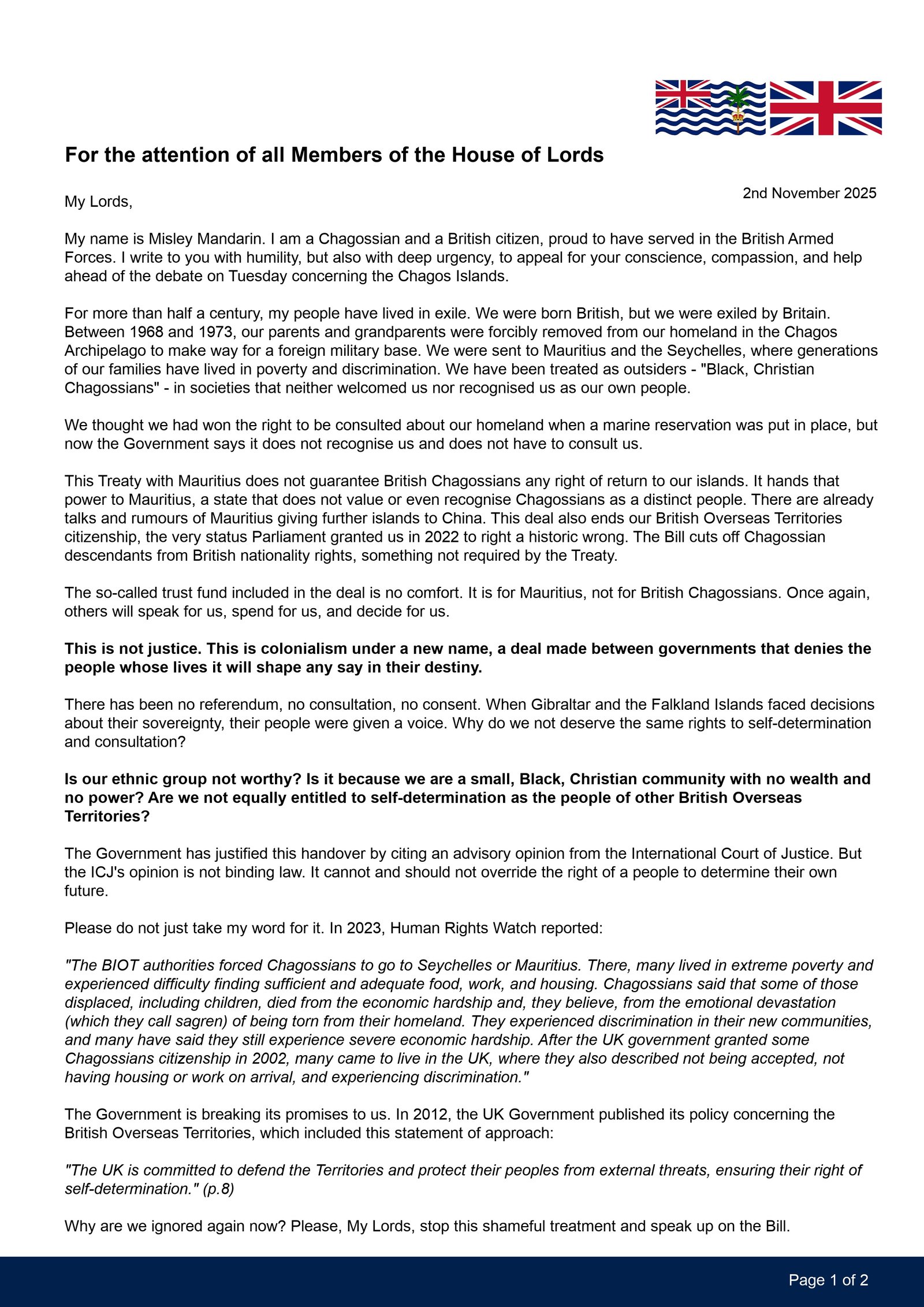 Misley Mandarin’s open letter to the House of Lords