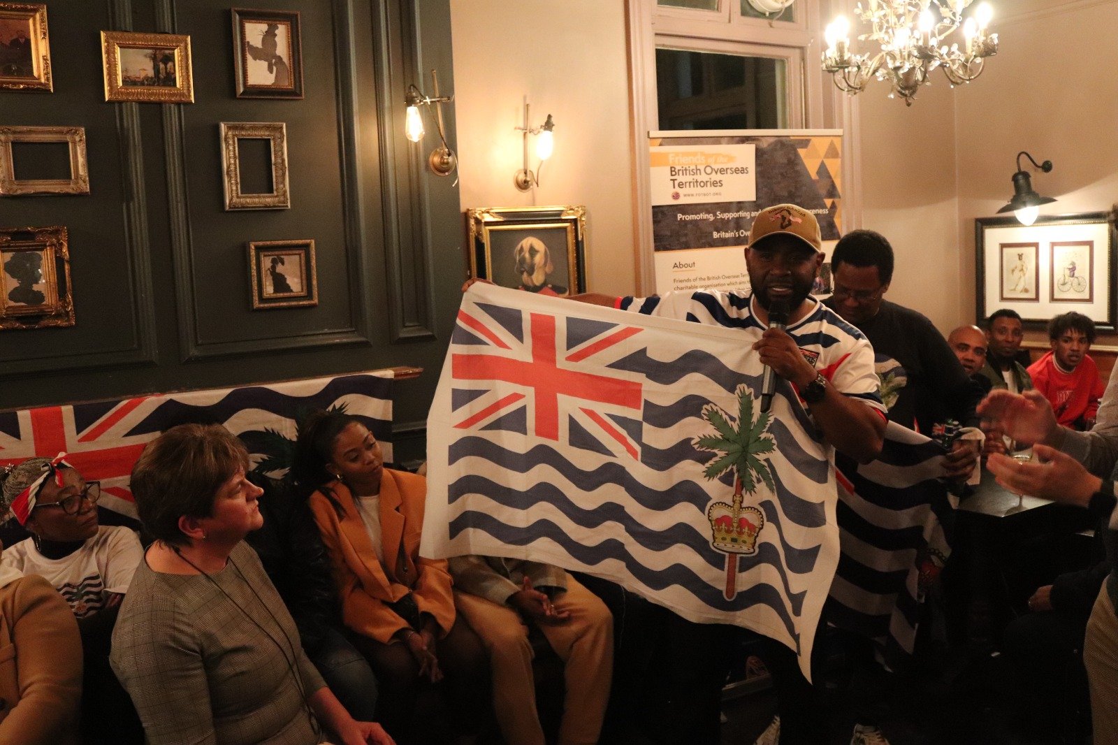 Misley Mandarin with Baroness Foster at a Chagossian event in London