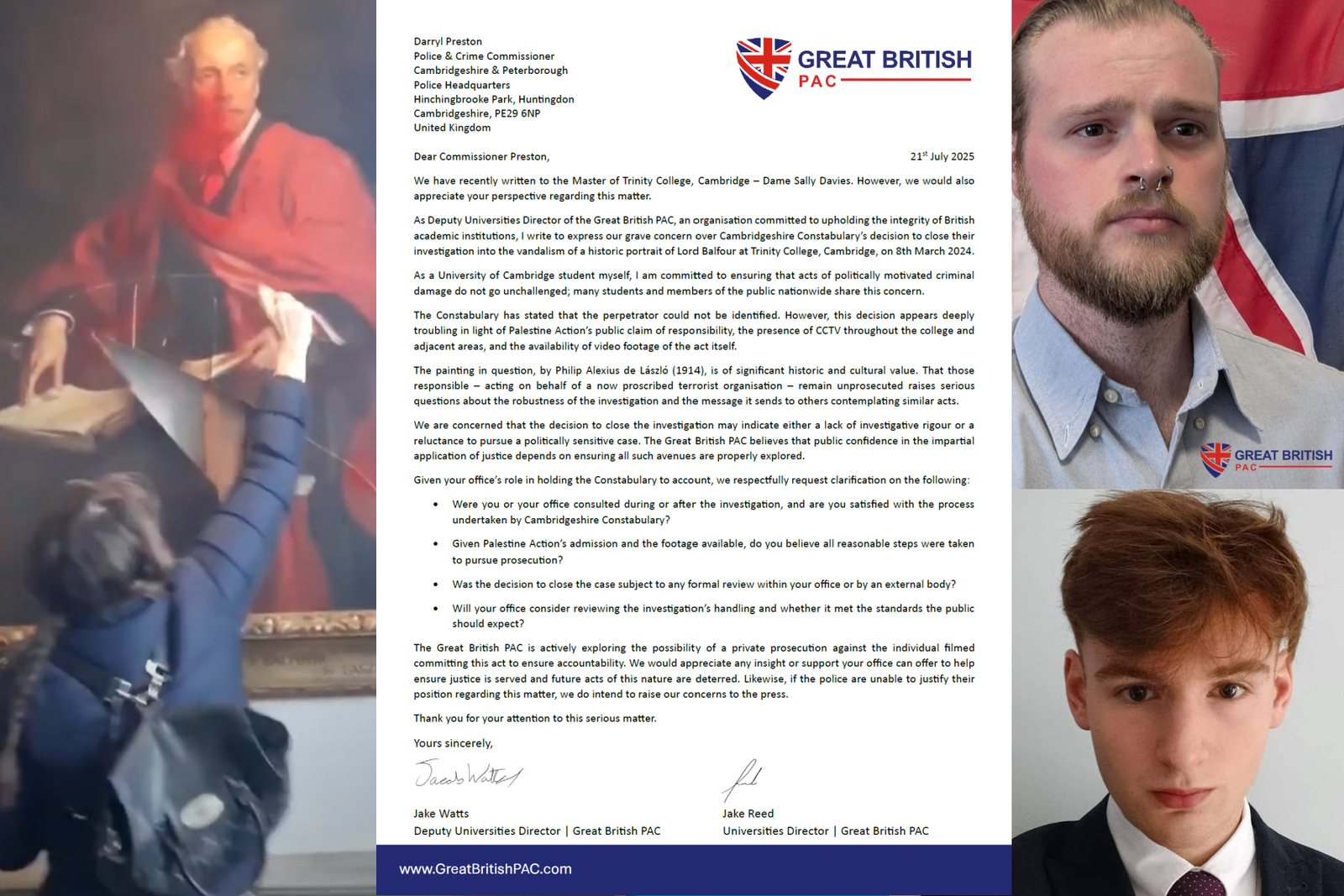 GBPAC Takes Cambridge Portrait Case to Police Commissioner
