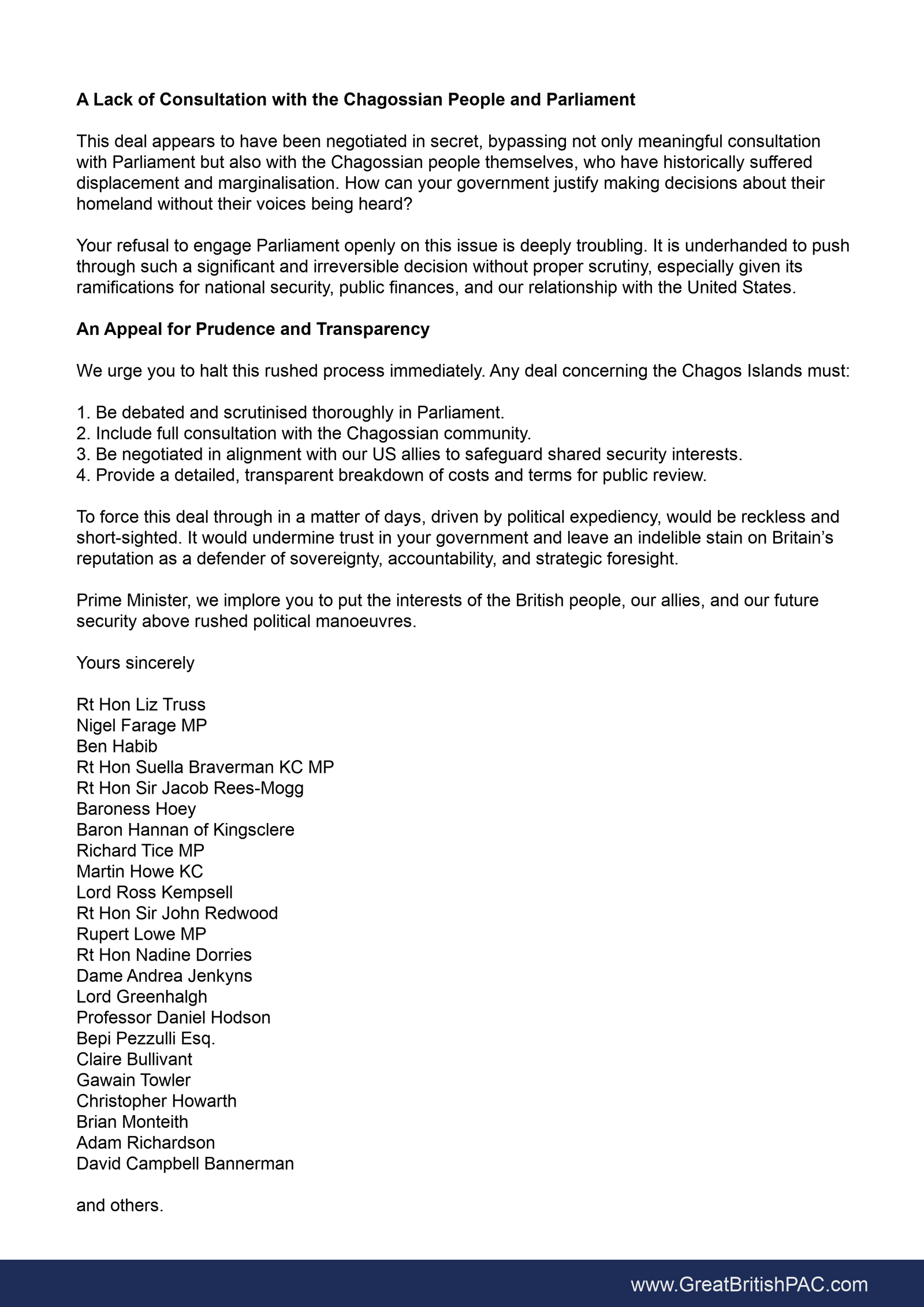 Second page of the Chagos Islands open letter