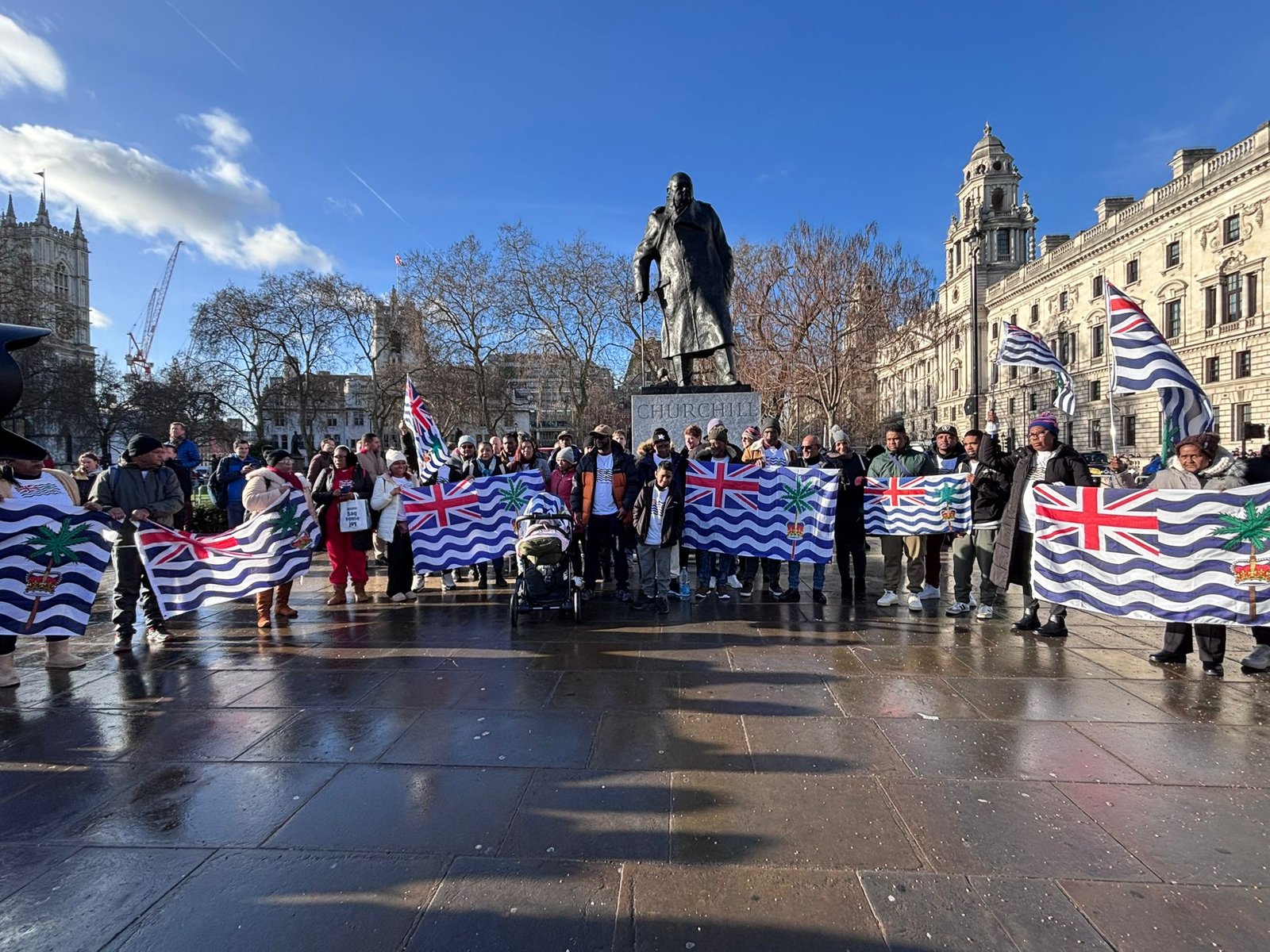 Campaigners highlighting the Chagos sovereignty issue